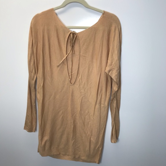 Vince Slit Back Cashmere Blend Tunic Sweater Top Tan Camel Toast Size Small - Picture 11 of 13